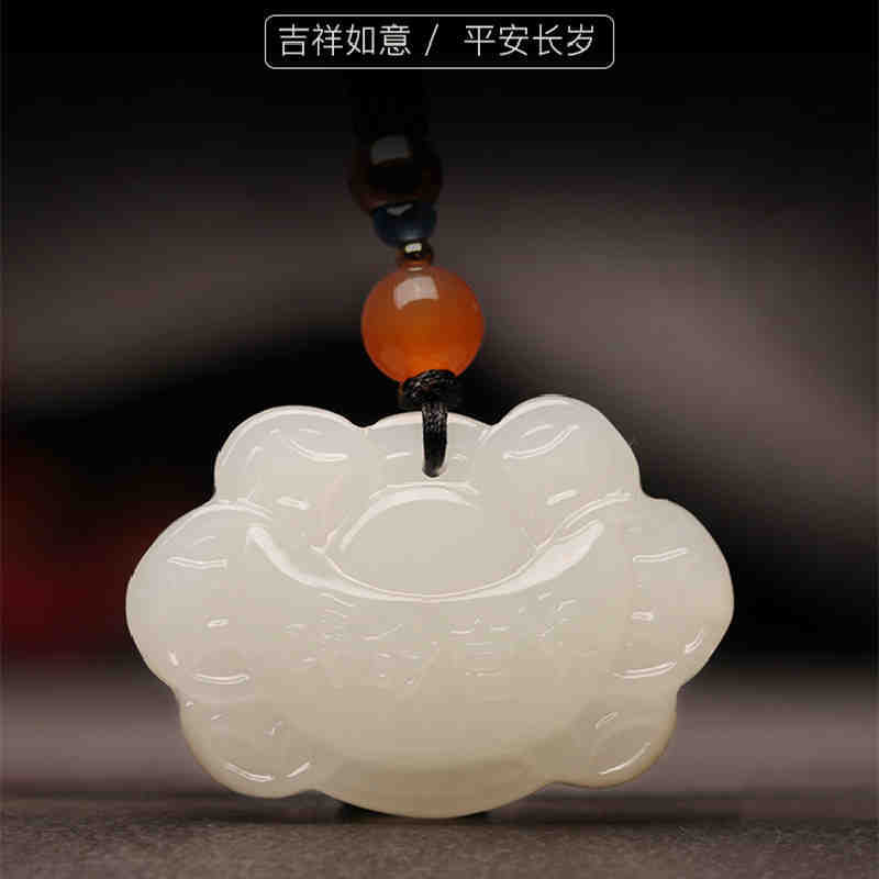 新疆和田玉长命锁批发 和田玉宝宝锁挂件青白玉长命富贵玉器男女
