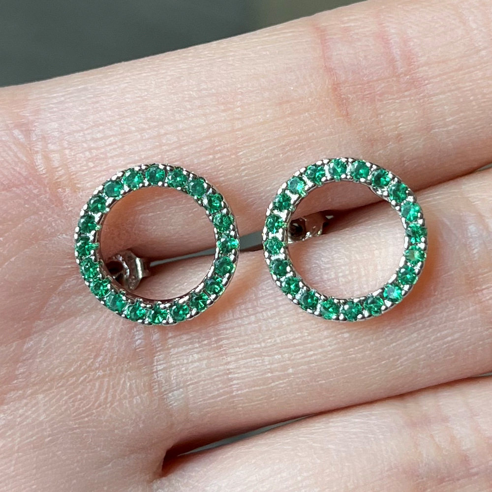 Cao Shi Korean Style Ins Frosty Style Earrings Dignified Hollow Circle Zircon Ear Studs Fashion and Fully-Jewelled Earrings Hot Sale