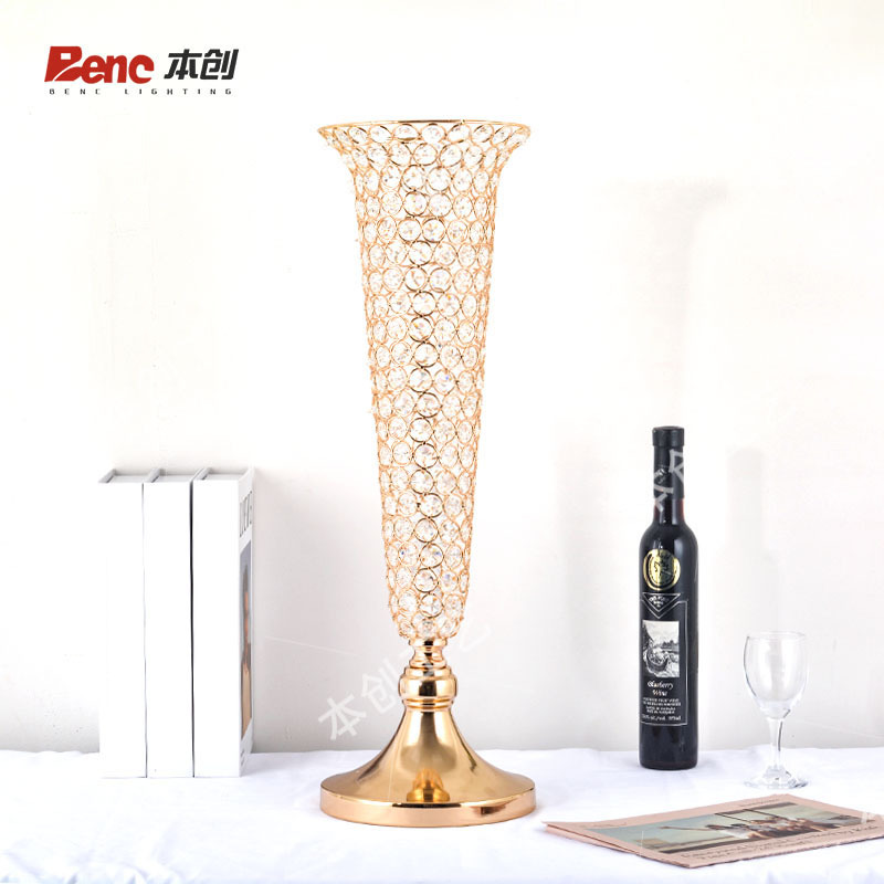 Hotel Wedding Table Ornaments Crystal Road Horn Flower Device European Style Vase Home Flower Arrangement in Living Room and Dining Table Decoration Ornaments