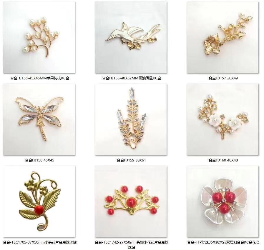 DIY Ornament Accessories Festive Petal Hair Accessories Bridal Clothing Material Pearl Rhinestone Flower Heart Flower Disk Accessories Wholesale