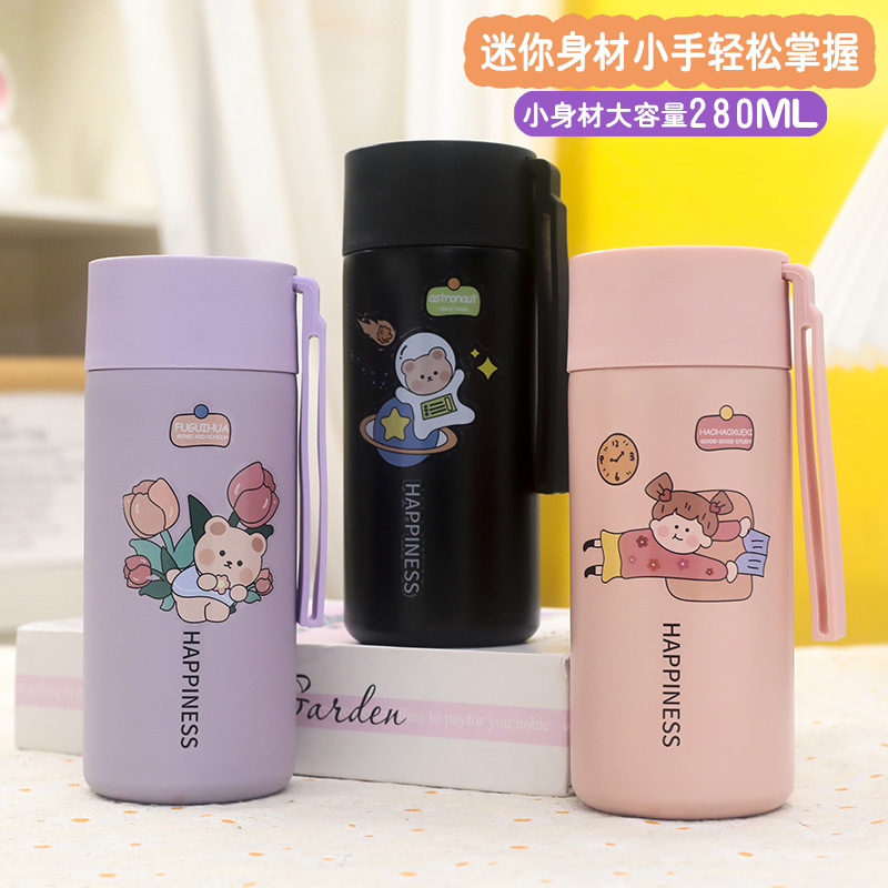 Korean Style Fresh Literature and Art Girls‘ Vacuum Cup Mini Cute Direct Drink Cup Student Gift Insulated Stainless Steel Water Cup