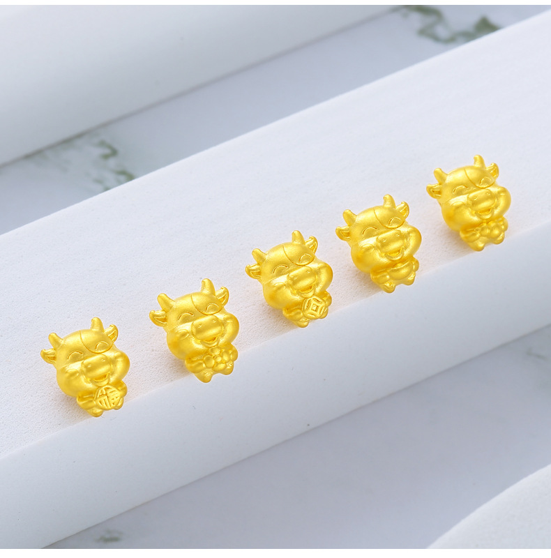 本命年牛年黄金转运珠足金五福生肖牛红绳手链情侣送礼女款宝宝款