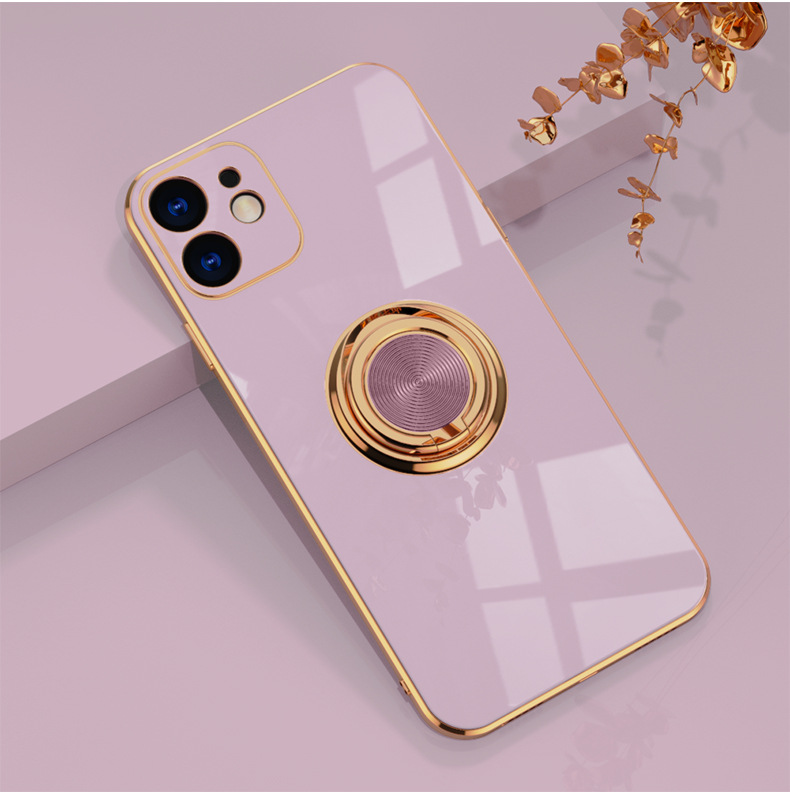 Applicable to Apple Iphone12 Phone Case 13 Promax14/7P/Xs Electroplated Ring Protective Cover Car Magnetic Suction