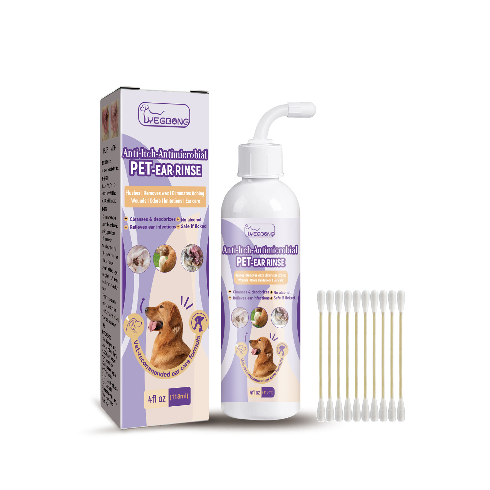 Yegbong Pet Ear Cleaning Solution Cat and Dog Relieve Meatus Acusticus Odor Cleaning Earwax Ear Washing Dropping Liquid