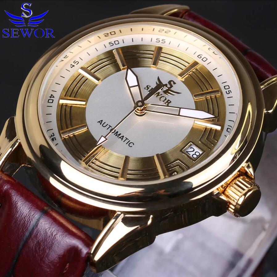 sewor思沃奇男士全自动皮带日历简约男士商务机械手表一件代发