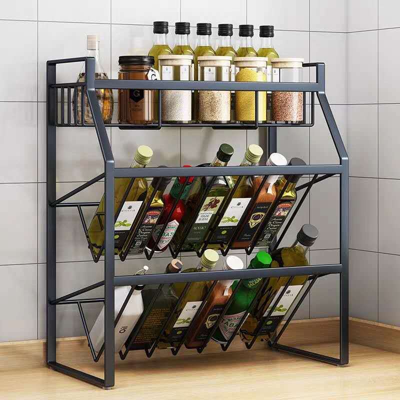 Kitchen Condiment Rack Table Top Multi-Layer Storage Oil Salt Sauce Vinegar Supplies Seasoning Bottle Oblique Seasoning Rack