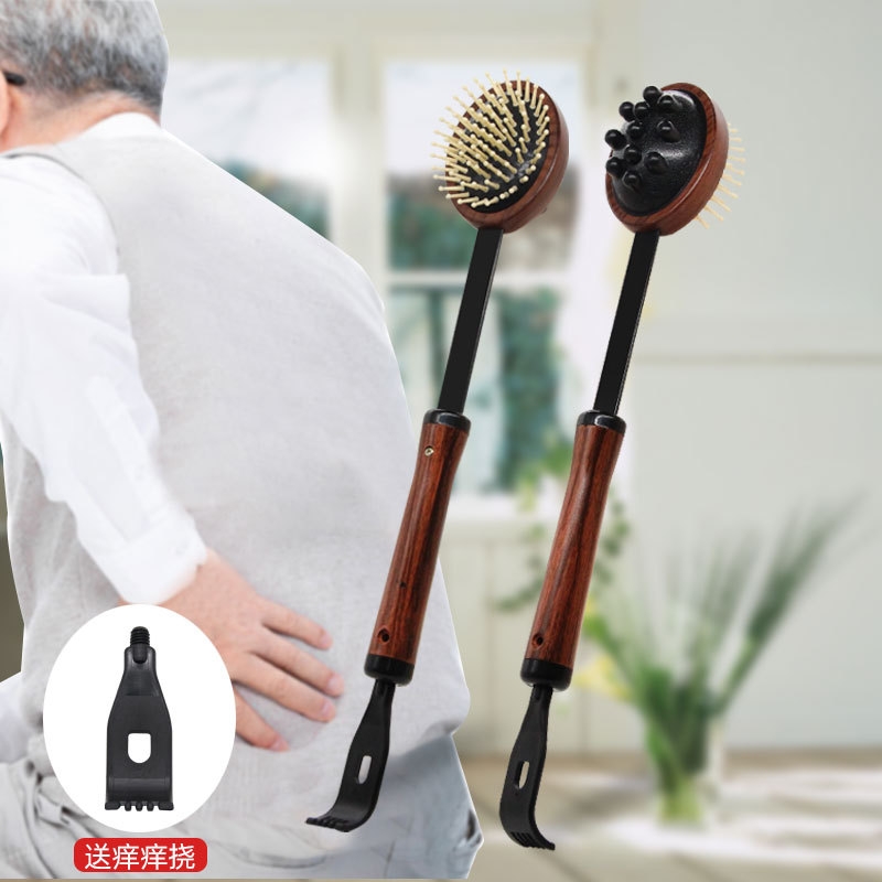原德全新款102按摩捶老人按摩保健1锤3用痒痒挠木柄塑料锤按摩器