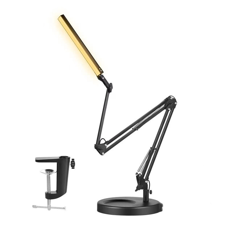 Multi-Light Source Three-Gear Light Changing American Led Long Arm Folding Work Lamp Desk Lamp Office Reading Clip Lamp Eye Protection Book Lamp