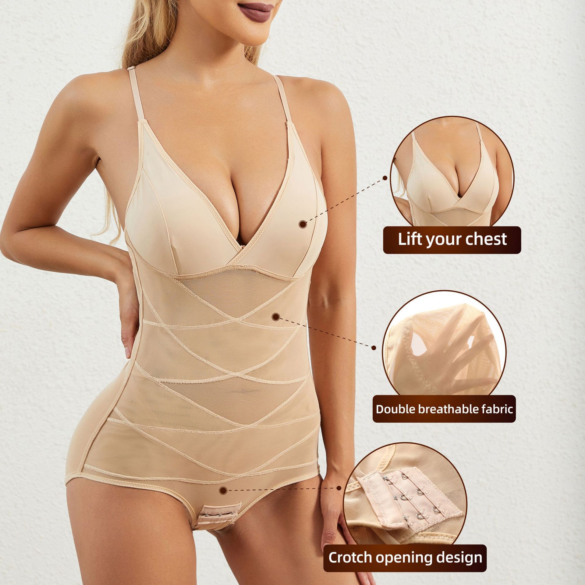 跨境新款连体塑身衣收腹美体束腹收腰托胸束身衣女产后调整型塑身