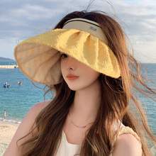 春游透气空顶帽潮流新款帽子女防晒遮阳帽夏季海边度假沙滩太阳帽