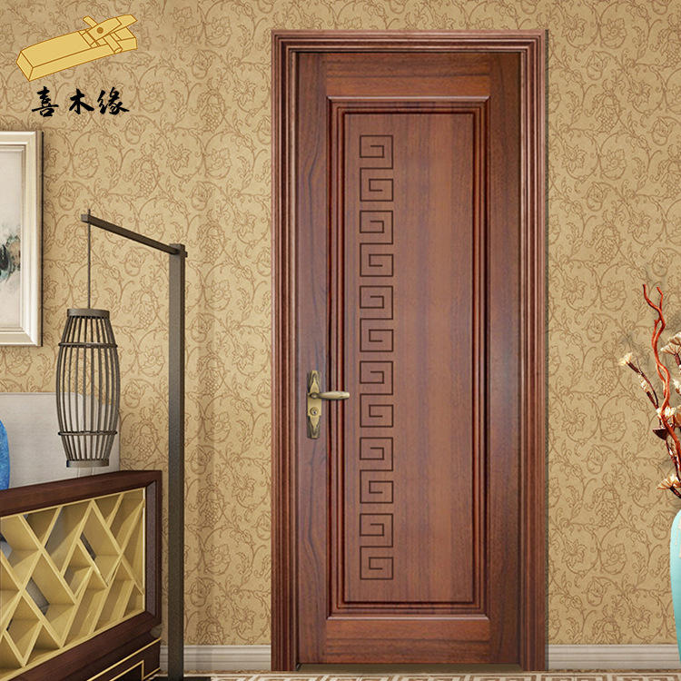 烤漆实木门室内套装门卧室木门中式门 实木卧室隔断门