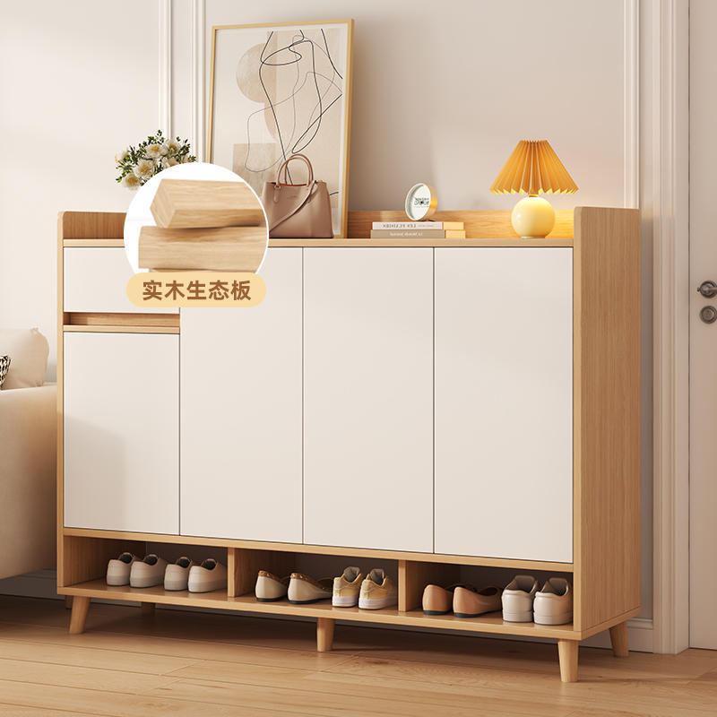 实木鞋柜收纳柜现代简约玄关柜门口大容量鞋架进门家用多层阳台柜