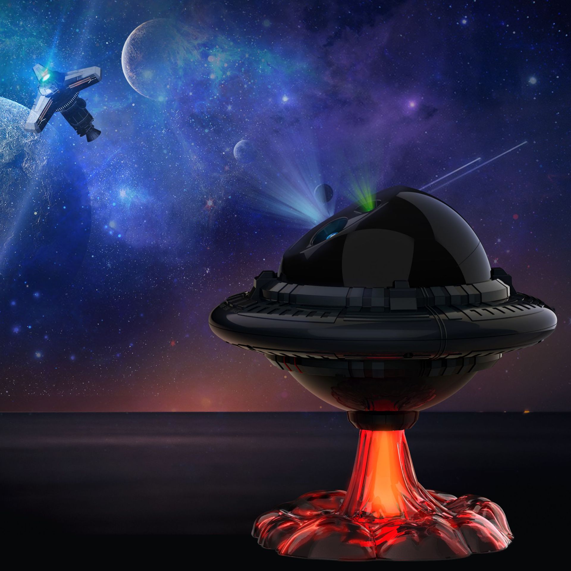 新品爆款ufo飞碟激光投影仪创意礼品氛围灯亚马逊爆款飞碟星空投