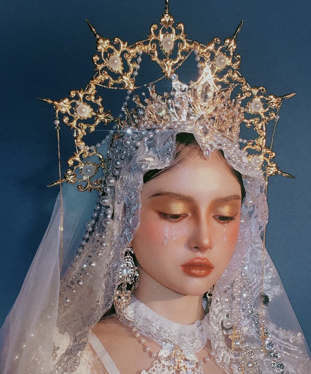 lolita皇冠新娘洛丽塔圣母光环天使发箍巴洛特头饰哥特式发饰