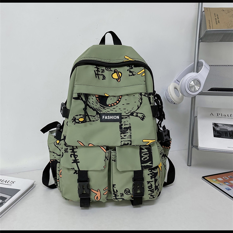 School Season Schoolbag Men's Korean Style Fashion Brand High School Student Backpack Personalized Graffiti Large Capacity Travel Backpack