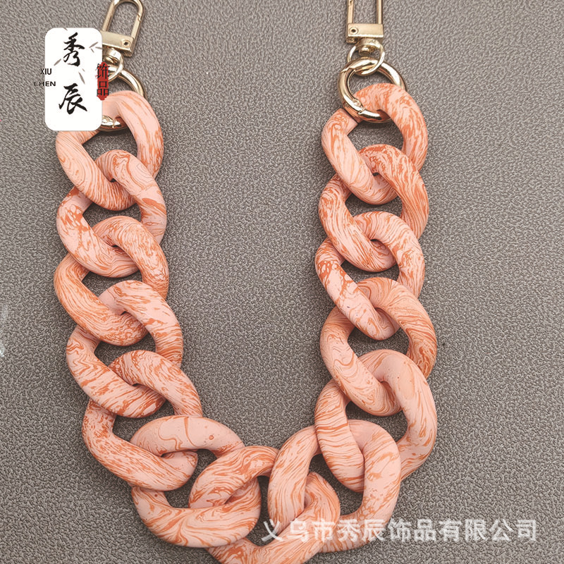 New Rubber Effect Paint Rubber Acrylic-Based Resin Chain Buckle Water Wood Grain Effect Chain Bag Chain Bag Strap Crossbody Chain