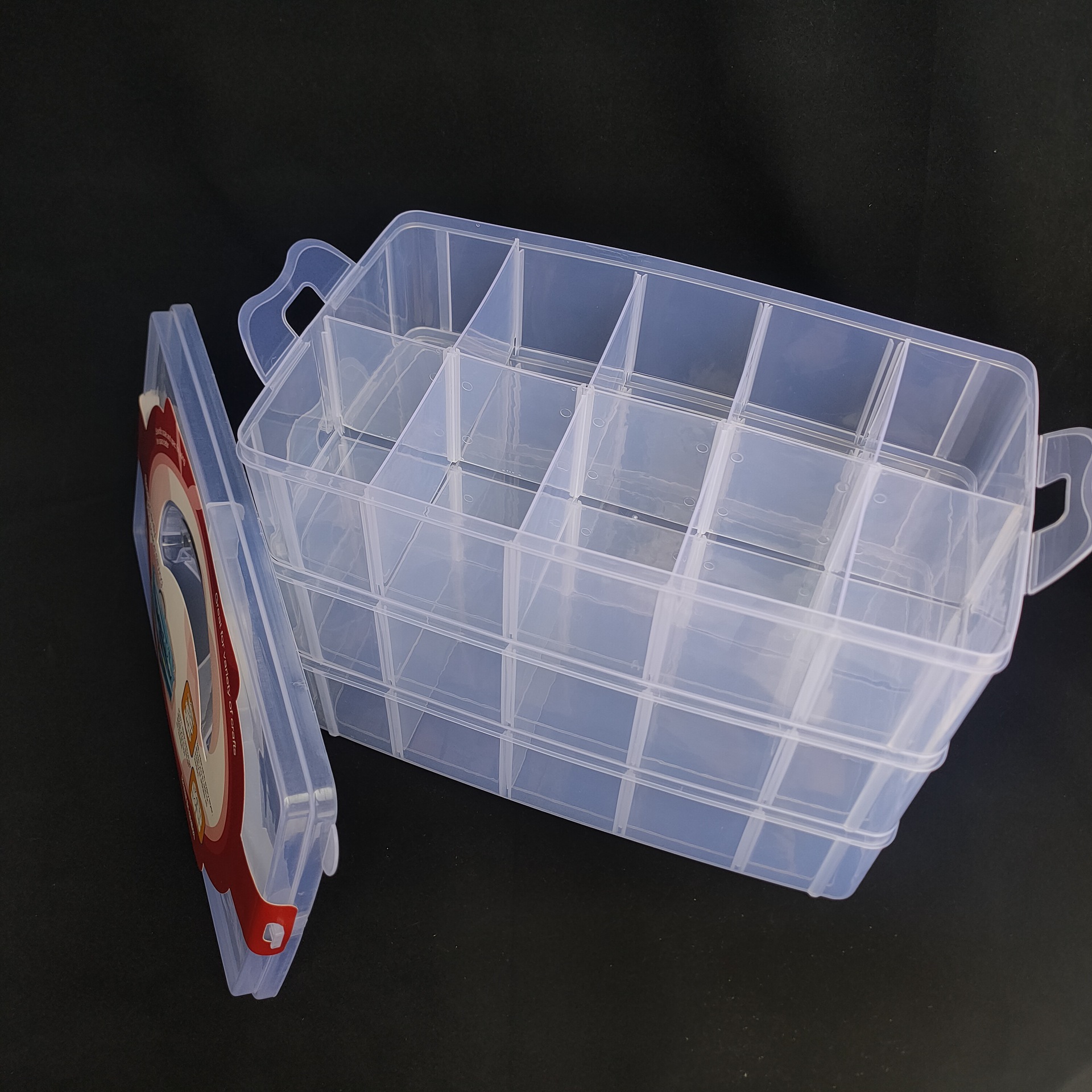 Extra Large Three-Layer Detachable 30-Grid Transparent Plastic Storage Box Ornament Lego Hardware Tool Belt Handle Storage Box