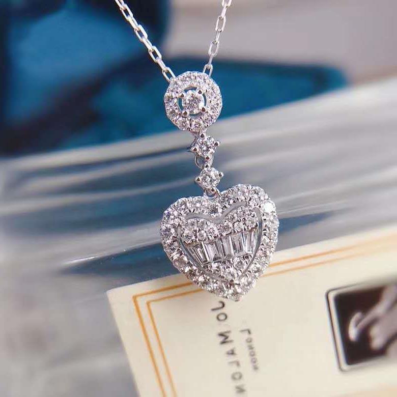 爱心项链女ins轻奢小众t方形冰糖心形锁骨链 简约小巧2021年新款