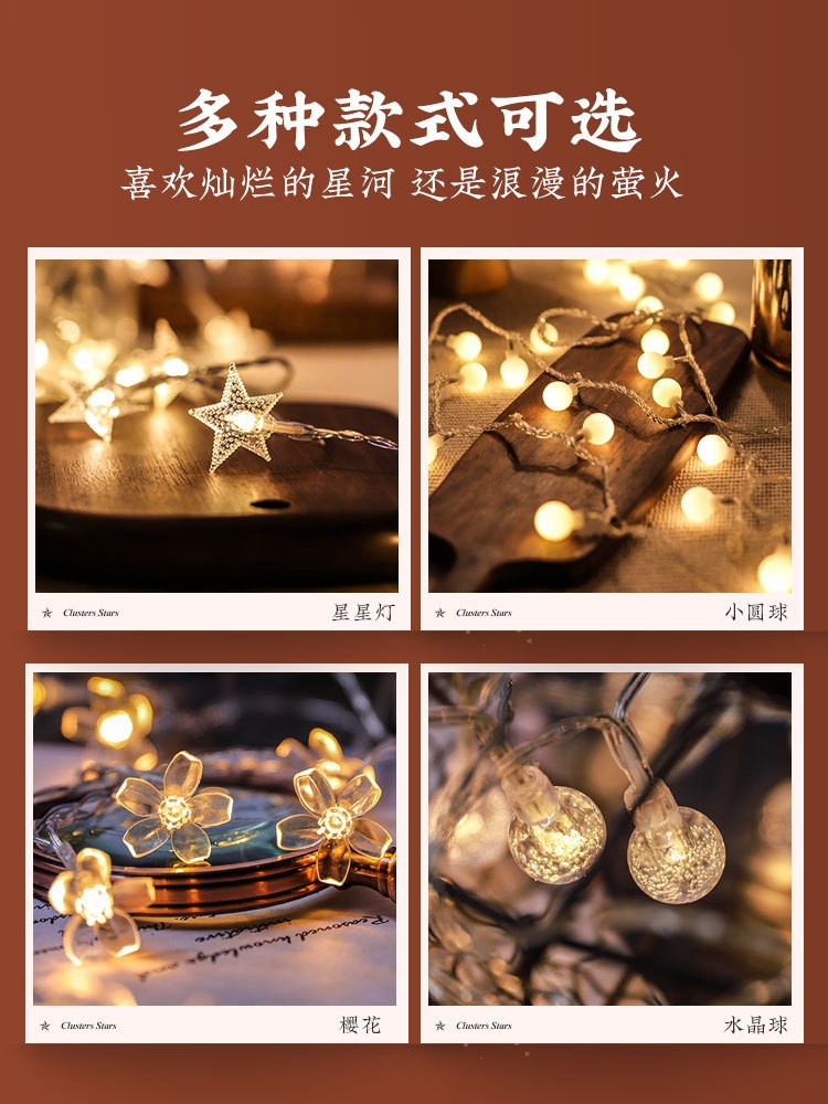 Outdoor Waterproof Small Balls Bulb LED Colored Lamp String Starry Camping Ambience Light Canopy Tent Decorative Lamp