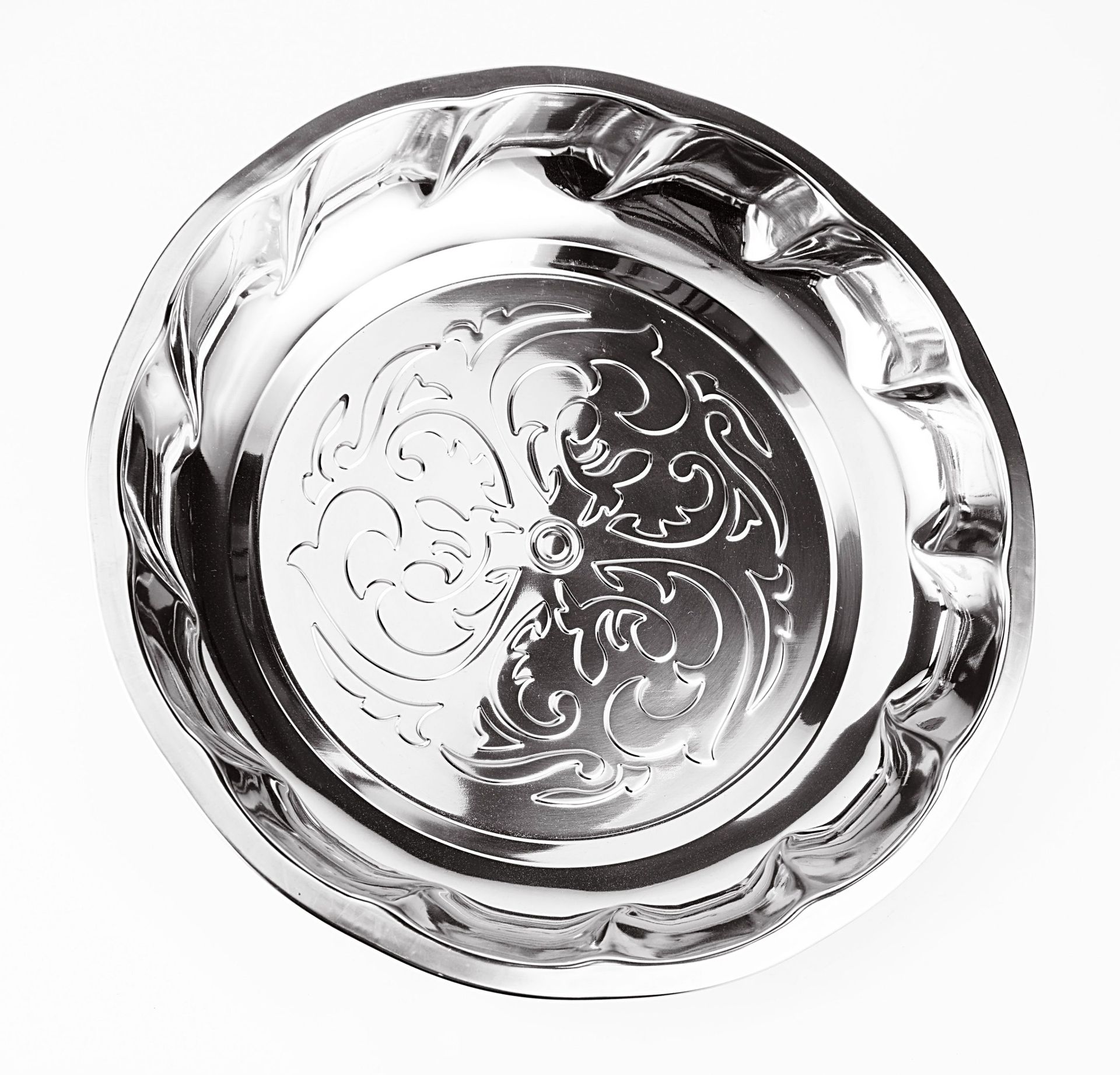 Stainless Steel round Dinner Plate Dish Lily Plate Magnolia Plate Export Thai Embossed Plate Pudding Plate Inch Plate