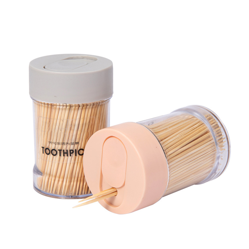 Four Seasons Lvkang Disposable Toothpick Bamboo Double-Headed Slide Box Fruit Toothpick Cleaning Toothpick Bamboo Disposable Toothpick