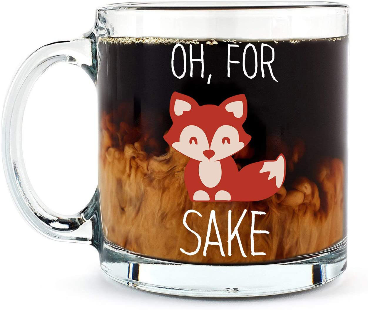 oh for sake外贸狐狸玻璃杯咖啡马克杯子13oz glass coffee mug