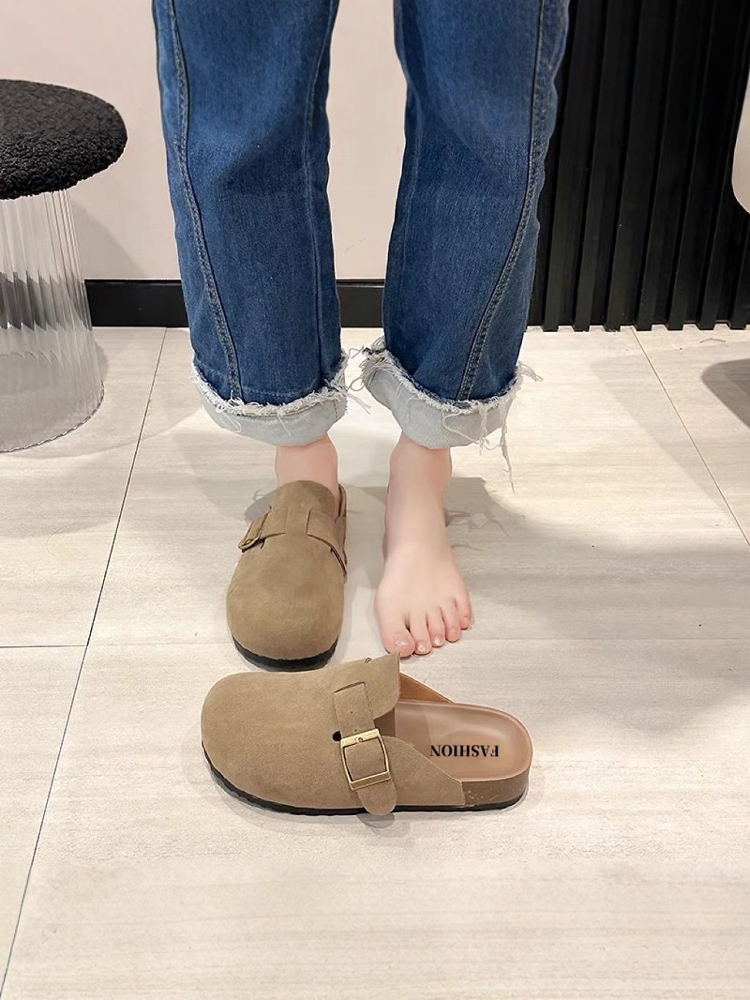 2025新款勃肯鞋女外穿包头半拖鞋厚底懒人一脚蹬懒人拖鞋女