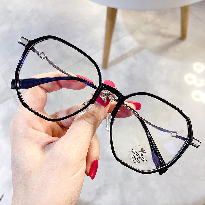 tr8902不规则镜腿眼镜架防蓝光素颜街拍无度数平光镜可配近视镜女