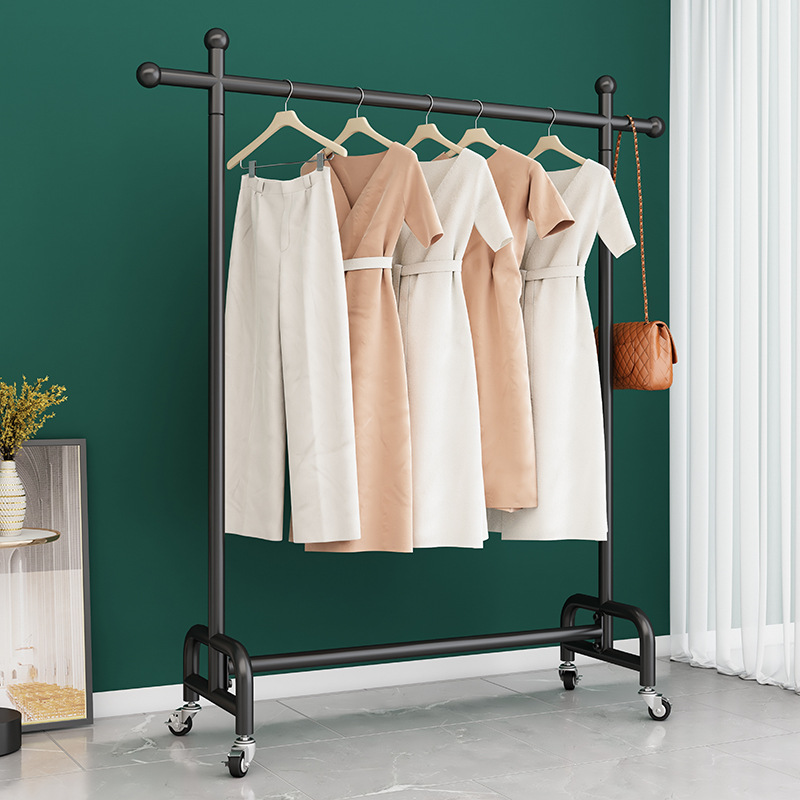 移动晾衣架落地晒衣架室内凉晒阳台单杆家用服装展示挂衣架带轮子