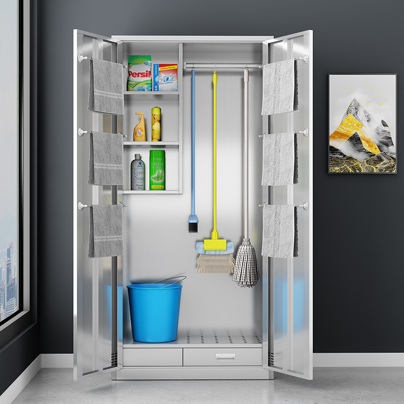 不锈钢清洁柜保洁卫生柜清洁工具收纳柜卫生间拖把柜子扫帚存放柜