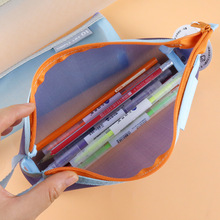 gimen巨门文具网格笔袋透明单层拉链小学生文具盒收纳袋笔盒