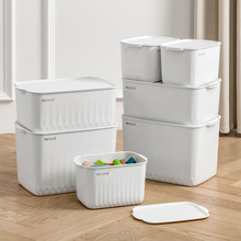 杂物收纳盒化妆品零食整理筐塑料家用长方形桌面收纳箱储物小盒子