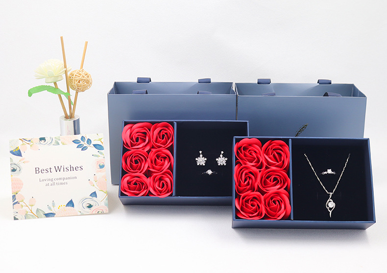 广东首饰厂 宝蓝色吊坠盒戒指盒 首饰盒best wishes520情人节礼盒