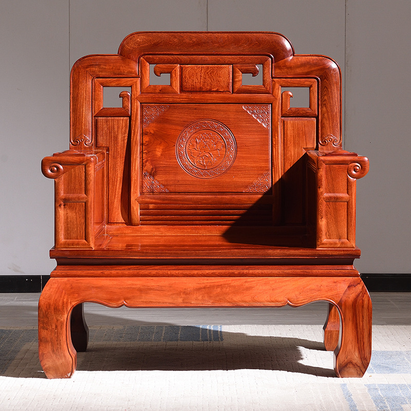 古瑞红 缅甸花梨木国色客厅沙发组合大果紫檀中式古典红木家具