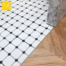 仿八角瓷砖黑白花砖卫生间地砖门厅厨房阳台墙砖浴室防滑地板砖30