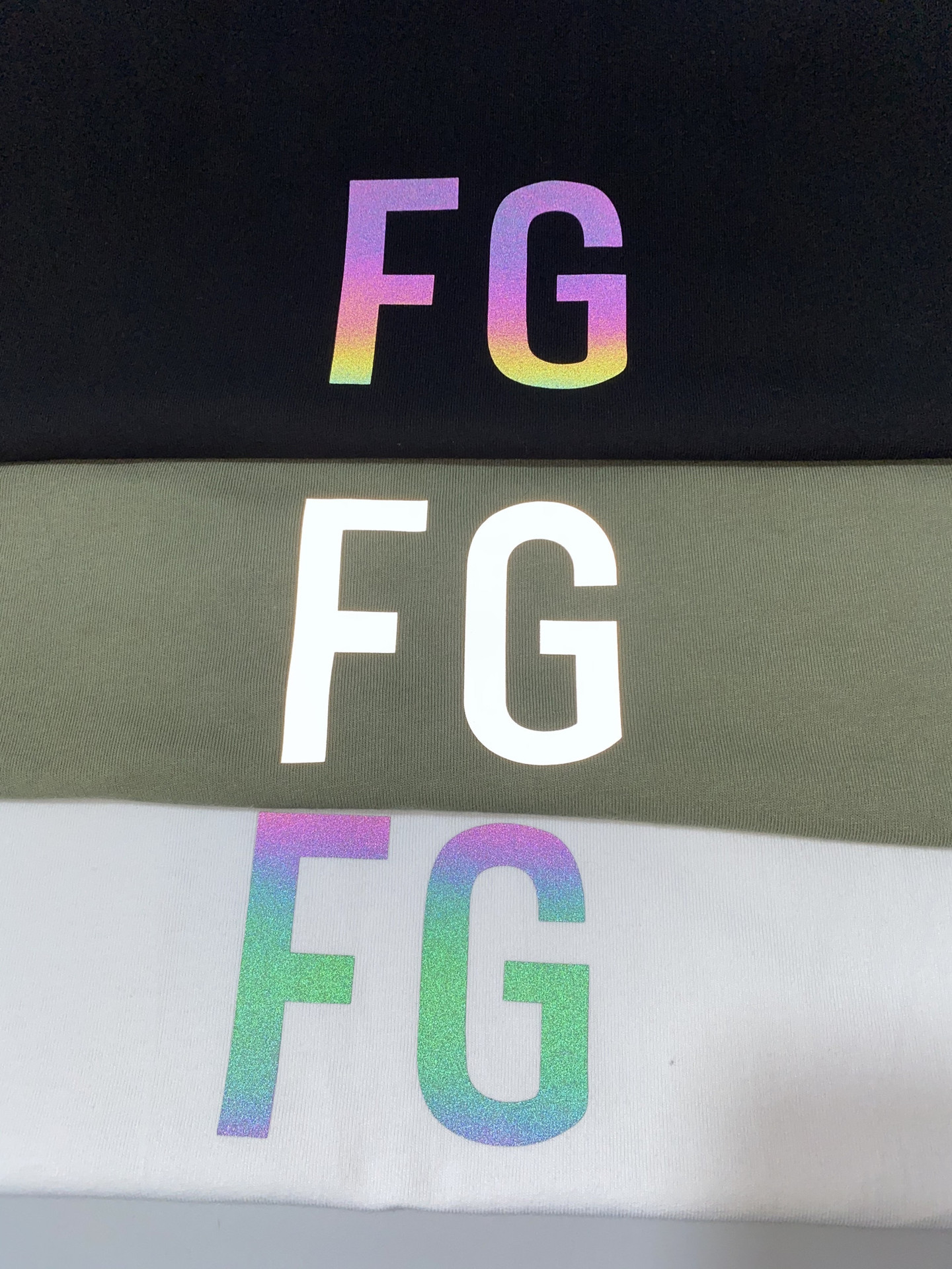 fear of god第六季fg富贵炫彩镭射3m反光字母印花高街fog短袖t恤