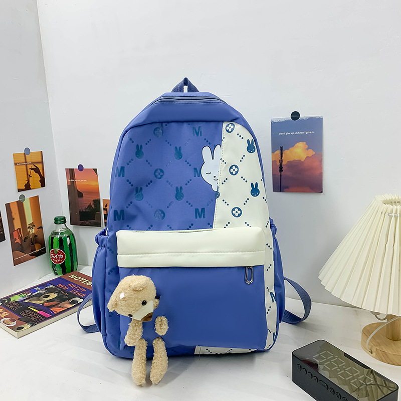 2023 New Elementary School Studebt Backpack Large Capacity Good-looking Color Contrast Patchwork Primary and Secondary School Students Printed Portable Schoolbag