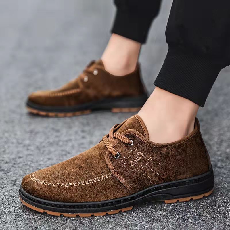 Spring and Autumn Breathable Old Beijing Cloth Shoes Men's Lace up Casual Cloth Shoes Canvas Shoes Middle-Aged and Elderly Walking Shoes Board Shoes