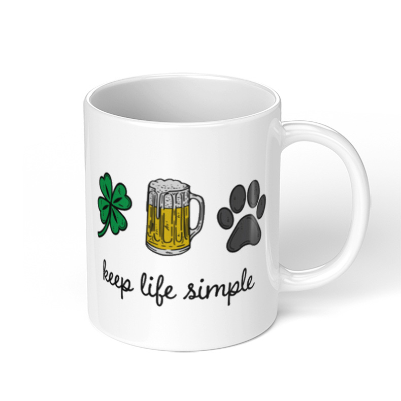 simple life 陶瓷杯大量定制可爱图片马克杯开业礼物跨境早餐杯