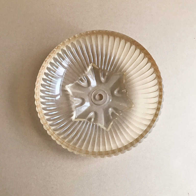 灯具配件 水晶吊灯玻璃灯罩电镀半圆小孔玻璃灯罩条纹印花玻璃罩