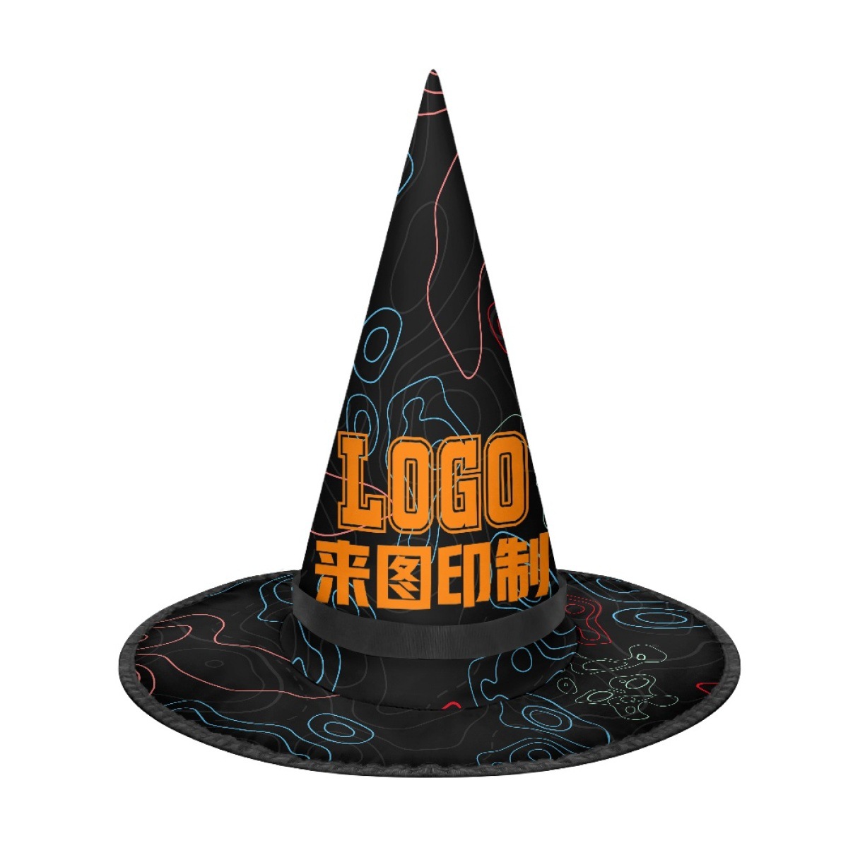 来图印花万圣节帽子巫师帽化妆服饰道具哈利波特魔法女巫巫婆帽