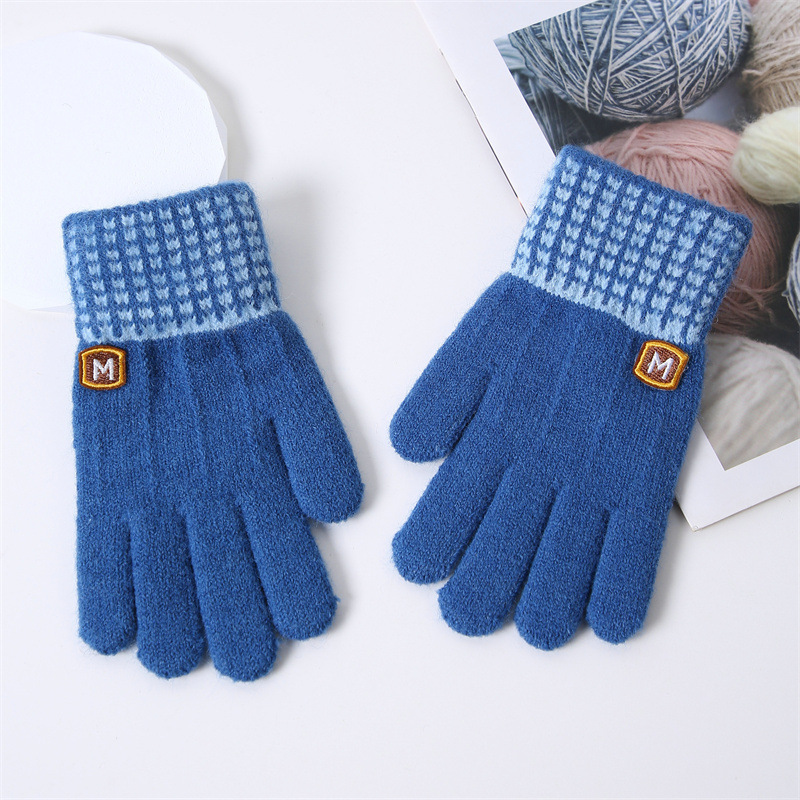 Gloves for Kids Fleece-Lined Knited Glove Full Fingers Knitted Gloves Warm Mitten