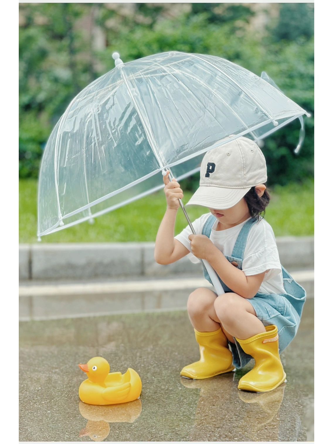 小红书ins网红爆款儿童透明雨伞宝宝拍照出片神器diy涂鸦手绘雨伞