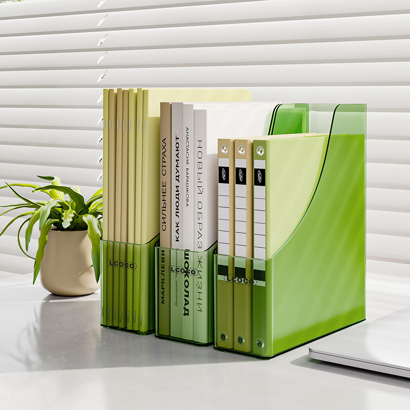 Transparent Material Book Stand Book Storage Artifact Book Holder Large Capacity Office Text Desktop Storage Box Storage Rack