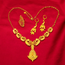 越南沙金 黄铜镀金女款花朵套链2套装项链 时尚款厂家批发饰品