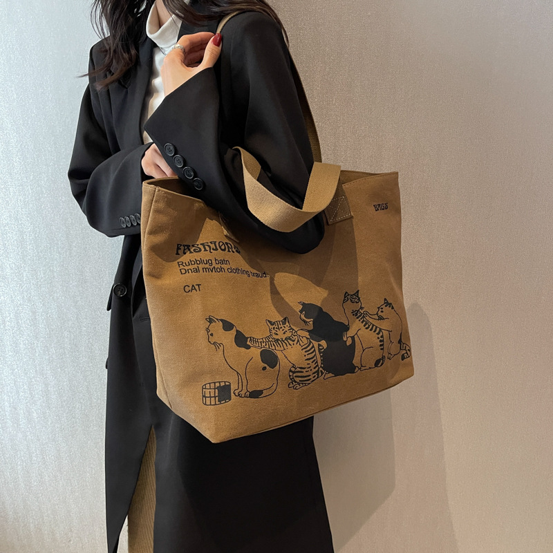 Women's Bag 2023 New Large Capacity Canvas Bag Fashionable Korean Style Fashion Handbag Japanese Style Students Class Bag