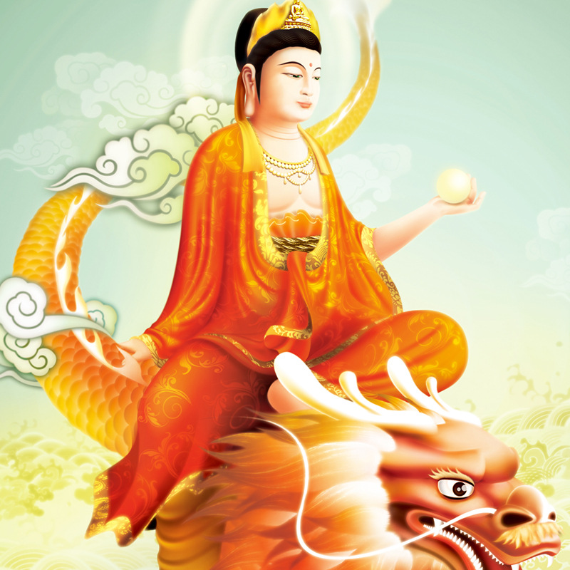 骑龙乘龙观音画像佛像挂画 龙头观世音菩萨 佛堂客厅装饰画卷轴画