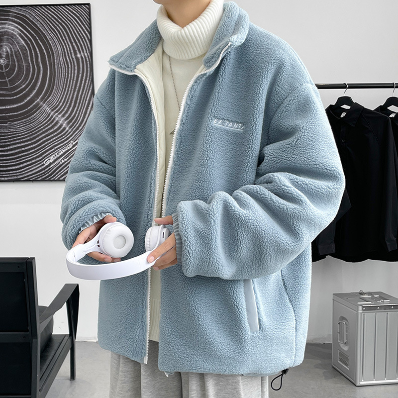 男冬季羊羔绒外套时尚加厚羊羔毛棉衣宽松潮牌ins潮流棉服外套