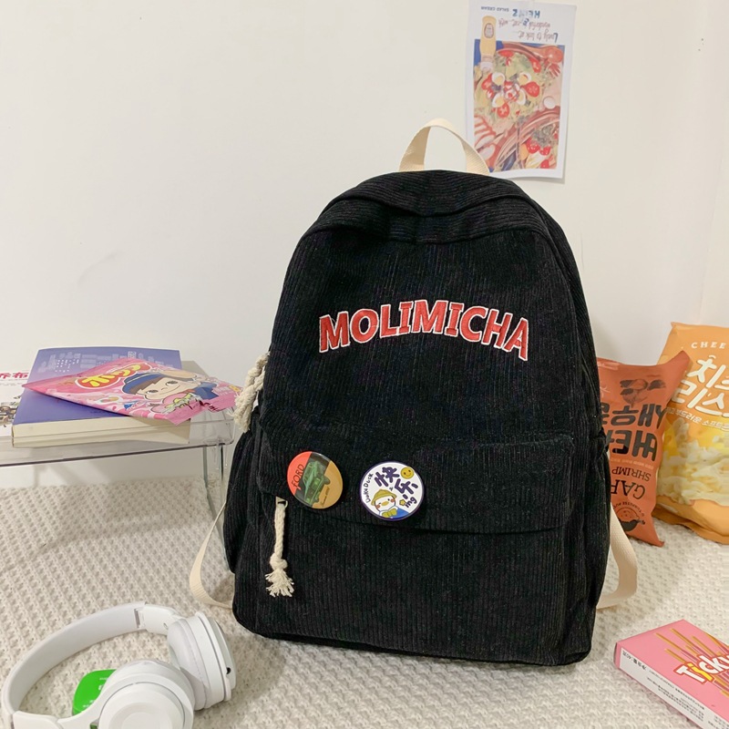 2023 New Simple Letter Backpack Wholesale Large Capacity Fresh Girl Backpack Japanese Middle School Student Schoolbag