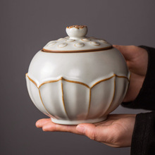 月白陶瓷茶叶罐空罐大号密封罐家用绿茶红茶普洱储存罐防潮存茶罐